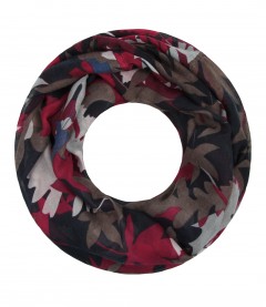 Damen Loop Schal - Blätter, rot